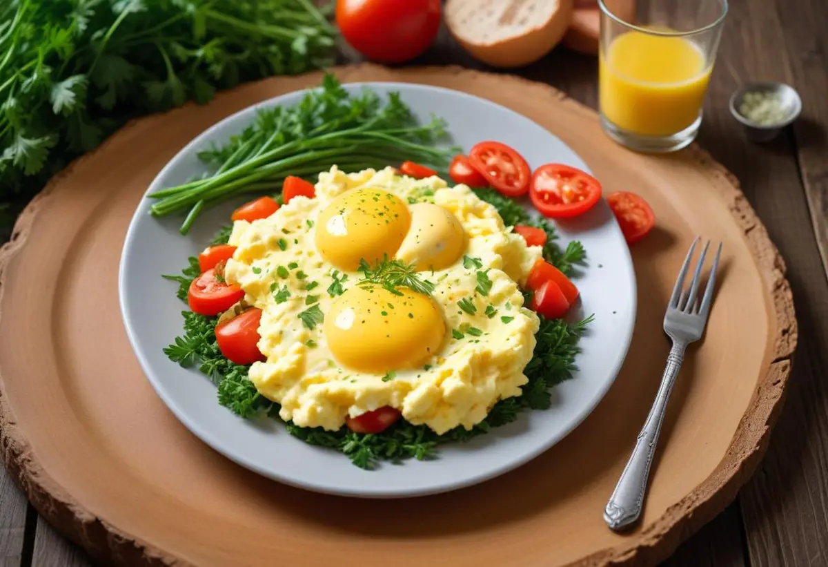 Äggröra med 2 ägg – perfekt frukost med lågkalori! illustration