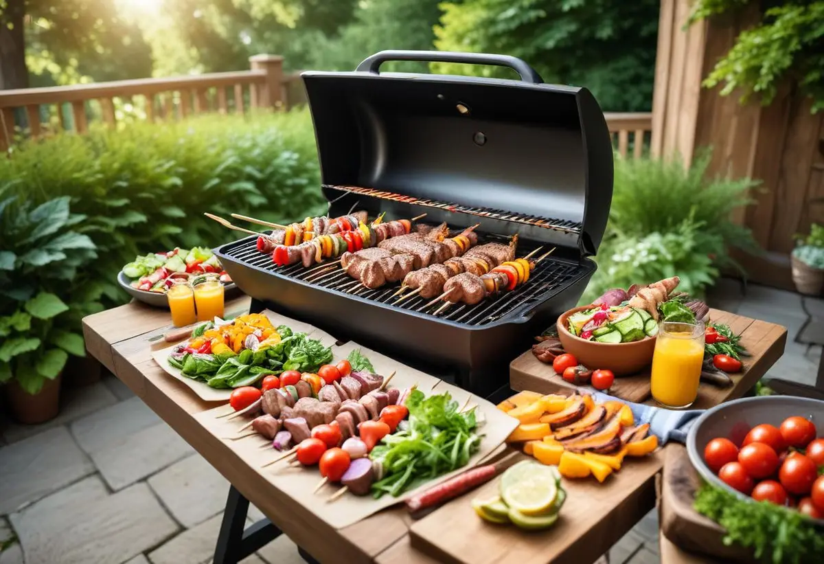 Enkel grillmat för hälsosamma sommarnätter illustration